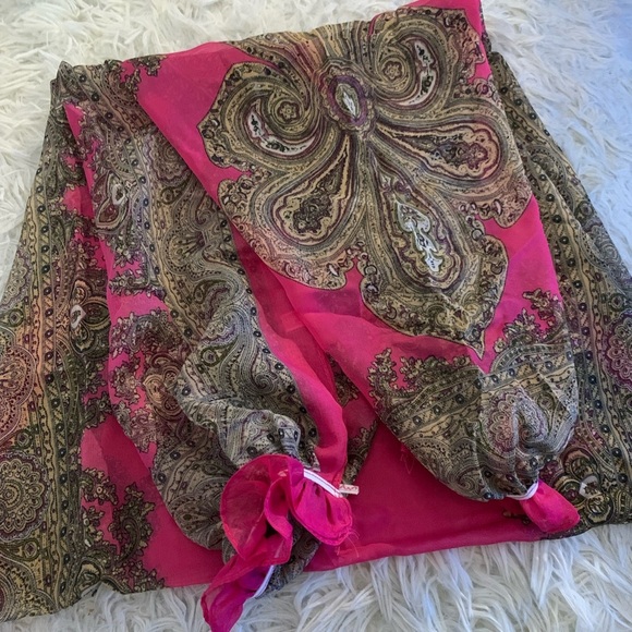 Pink Paisley Wrap-Around Sleeve Beach Top Cover-Up - Picture 2 of 3